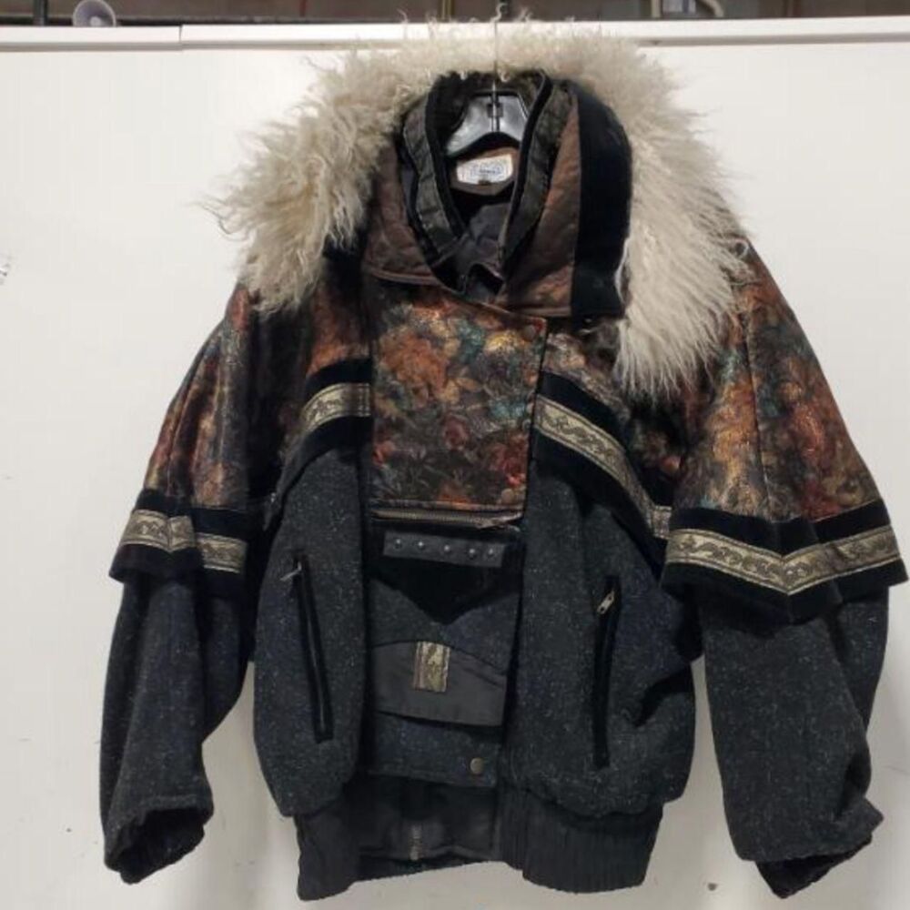Clipper Bay Mob Wife Bomber with "Versace-style" Baroque Scarft Print - M